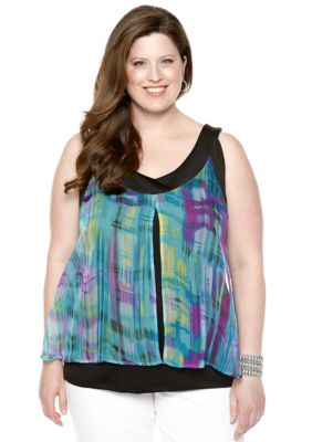 New Directions Plus Size Split Front Tank
