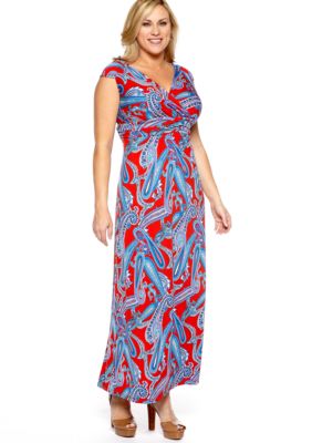 New Directions Plus Size Cummerbund Maxi Dress