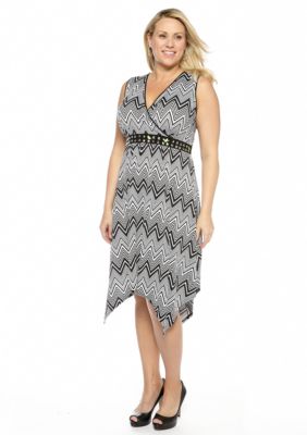 New Directions Plus Size Zig Zag Print Dress