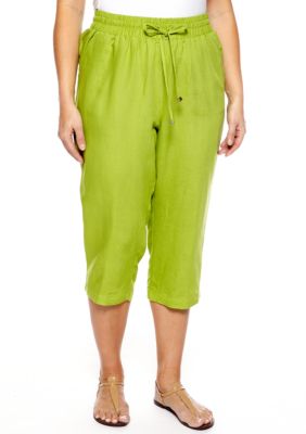 New Directions Plus Size Linen Crop Pant