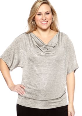 New Directions Plus Size Shimmer Drape Top