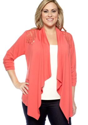 New Directions Plus Size Lace Back Cardigan