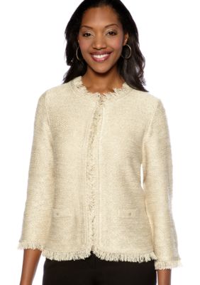Kim Rogers&reg; Three Quarter Fringe Sweater Jacket