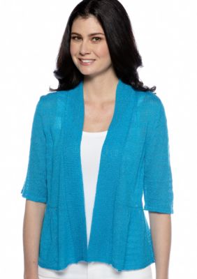 Kim Rogers Elbow Sleeve Open Peplum Cardigan