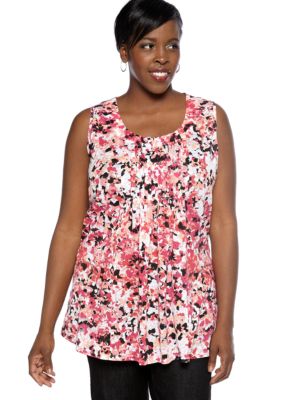 Kim Rogers Plus Size Shirred Front Panel Cheetah Burnout Tunic