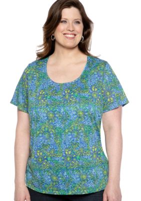 Kim Rogers Plus Size Medallion Burnout Knit Top