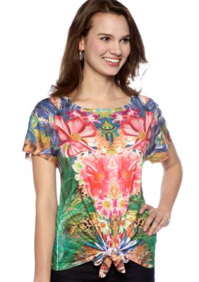 New Directions Extended Sleeve Tie Front Top