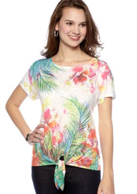 New Directions Extended Sleeve Tie Front