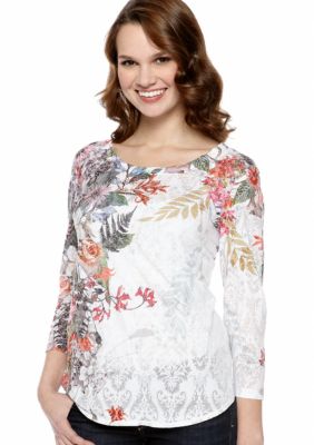 New Directions Floral Burnout Tee