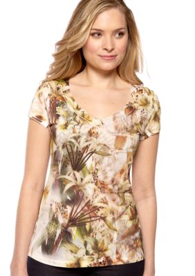 New Directions Short Sleeve V Neck