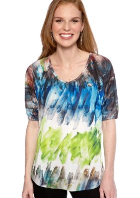 New Directions Twist Back Embellished Top