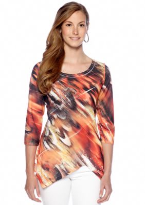 New Directions Embellished Zig Zag Hem Top