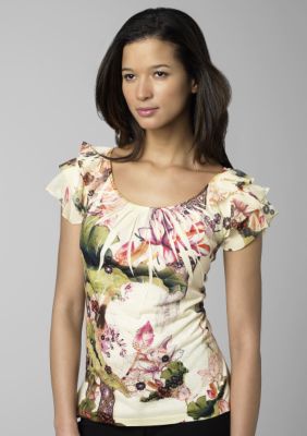 ND New Directions Tiered Flutter Sleeve Scoop Neck Top - Belk.co