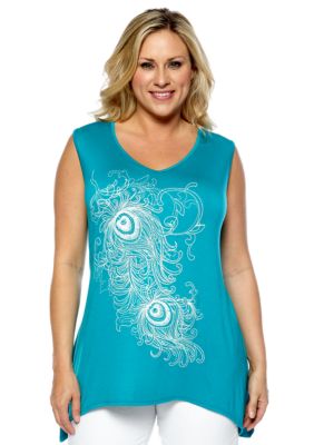 New Directions Plus Size Bar Back Embellished Tank