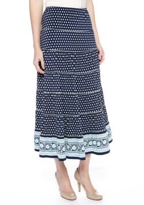 Sophie Max Printed Long Tiered Skirt
