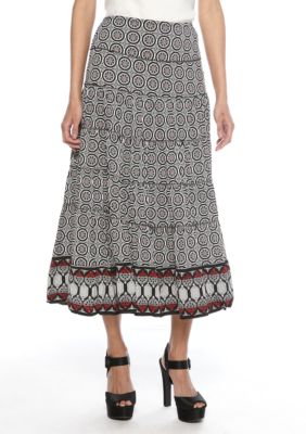 Sophie Max Printed Long Tiered Skirt
