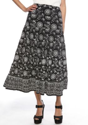 Sophie Max Printed Long Tiered Skirt