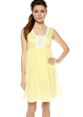 Sophie Max Sleeveless Smocked Dress with Lace Embellishment