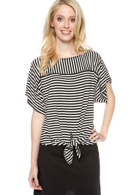 Sophie Max Stripe Print Tie Front Top