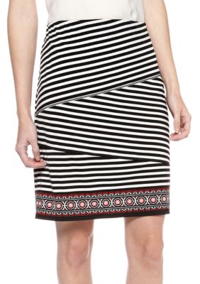 Sophie Max Stripe Print Pencil Skirt