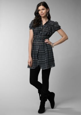 Sophie Max Plaid Button Front Short Dress