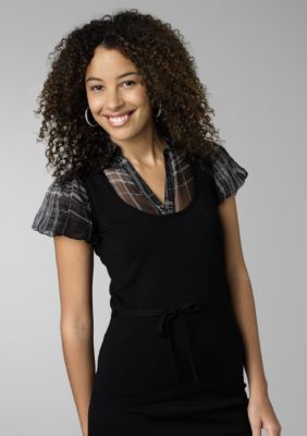 Sophie Max Plaid Top with Bubble Sleeves