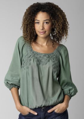 Sophie Max Blouson Blouse with Crochet Yoke