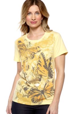 Kim Rogers Scoop Neck Butterfly Art Tee