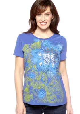 Kim Rogers Scoop Neck Art Floral Tee