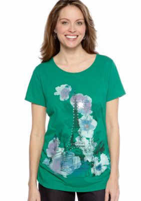 Kim Rogers Short Sleeve Art Eiffel Tower Tee
