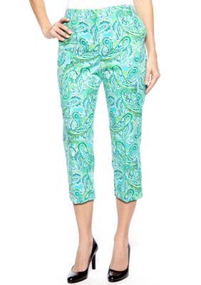 Kim Rogers Sateen Paisley Print Crop Pant