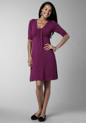 Kristin Davis Solid Knit Drape Neck Dress