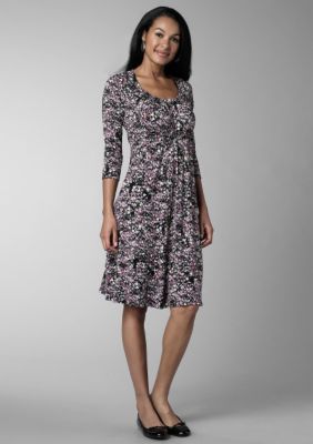 Kristin Davis Printed Scoop Neck Smocked Dress