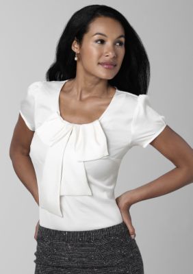 Kristin Davis Cap Sleeve Ribbon Front Top