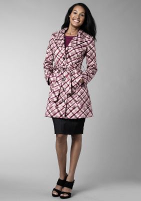 Kristin Davis Plaid Trench Coat
