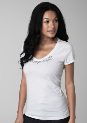 Kristin Davis V-Neck Tee with Pearls