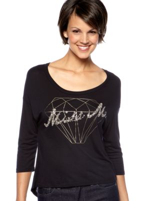 Miss Me Sportswear Hi Lo Dolman Sleeve Diamond Tee