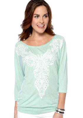 Miss Me Sportswear Raglan Sleeve Embellished Knit Top