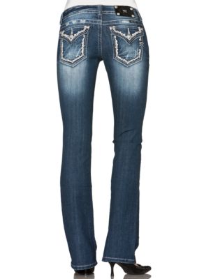 Miss Me Border Flap Pocket Boot Cut Jean
