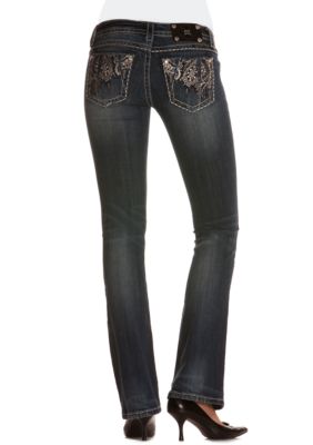 Miss Me Feather Pocket Bootcut Jean