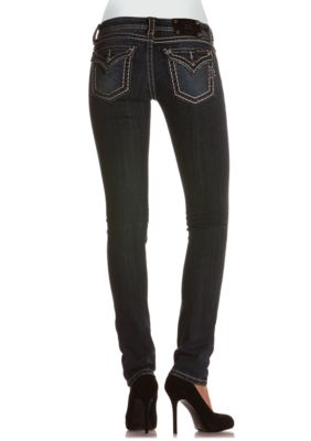 Miss Me Stitched Flap Pocket Skinny Jean