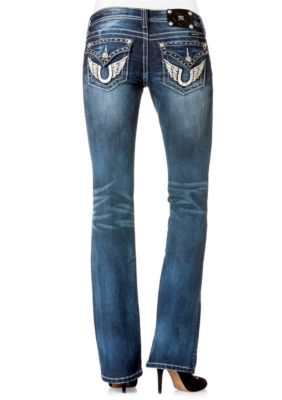 Miss Me Angel Wing Flap Pocket Bootcut Jean