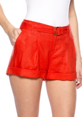 MM COUTURE by Miss Me Linen Belted Short
