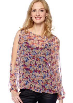 BCBGeneration Printed Split Sleeve Blouse