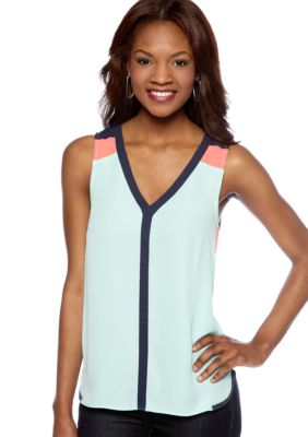 Pure Sugar Color Block Sleeveless Blouse