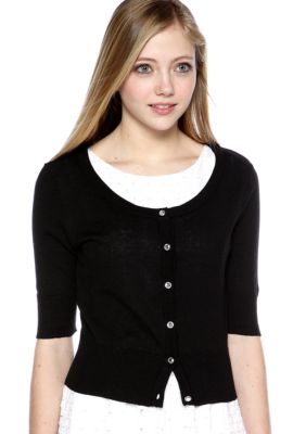 Heart & Crush Jewel Button Scoop Neck Cardigan