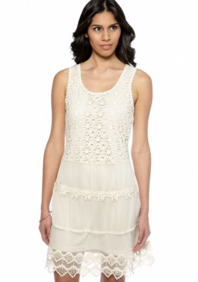 RYU Lace Overlay Tiered Dress