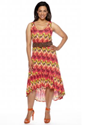 Madison Plus Size Hi-Lo Belted Dress