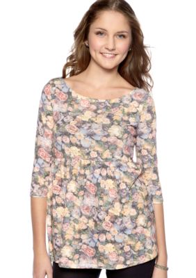 Living Doll Three-Quarter Sleeve Floral Baby Doll