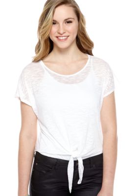 Living Doll Tie Front Dolman Tee Shirt